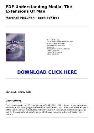 (B710a3c) PDF Understanding Media: the Extensions of Man Marshall Mcluhan