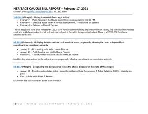 HERITAGE CAUCUS BILL REPORT – February 17, 2021 Glenda Carino | Glenda.Carino@Arts.Wa.Gov | 360.252.9980