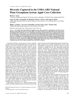 Diversity Captured in the USDA-ARS National Plant Germplasm System Apple Core Collection