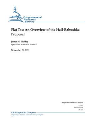 Flat Tax: an Overview of the Hall-Rabushka Proposal