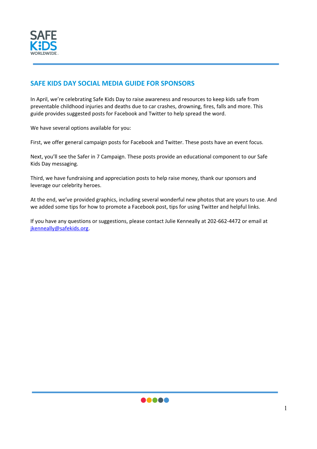 Safe Kids Day Social Media Guide for Sponsors