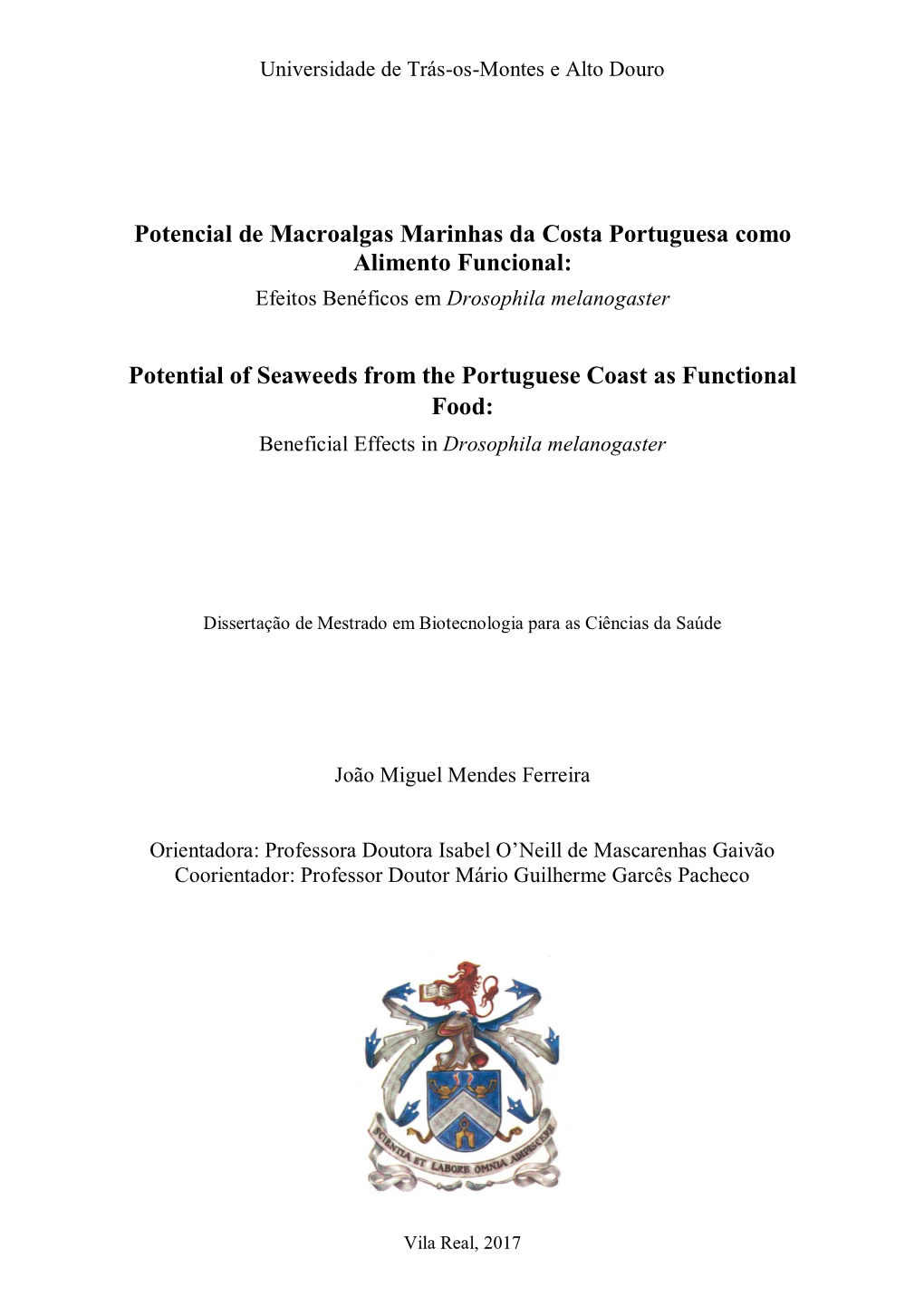 Potential of Seaweeds from the Portuguese Coast As Functional Food: Beneficial Effects in Drosophila Melanogaster