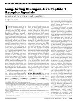 Long-Acting Glucagon-Like Peptide 1 Receptor Agonists a Review of Their Efﬁcacy and Tolerability