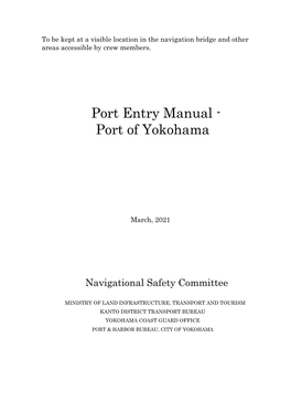 Port Entry Manual - Port of Yokohama