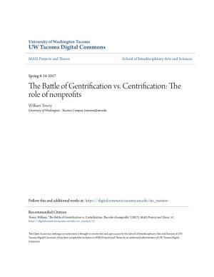 The Battle of Gentrification Vs. Centrification: the Role of Nonprofits