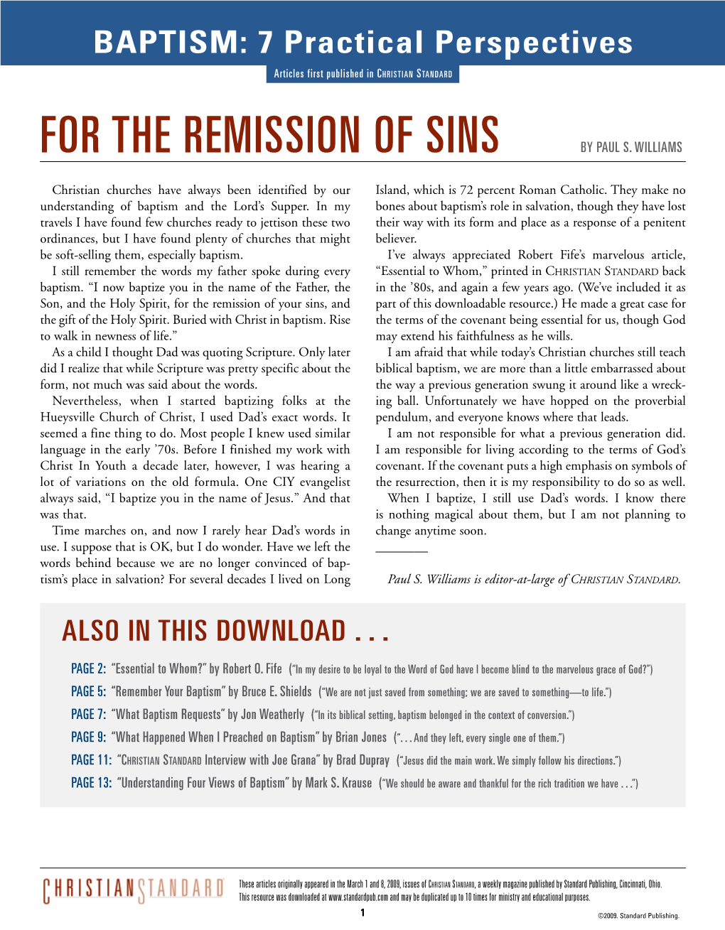 For the Remission of Sins by Paul S
