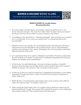 HIDDEN BODIES by Caroline Kepnes Discussion Questions 1. in the First
