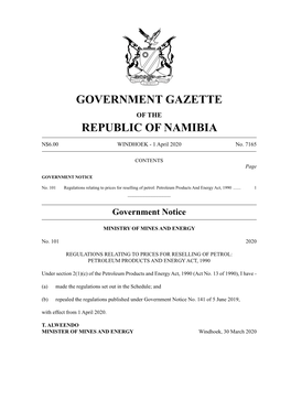 Government Gazette Republic of Namibia