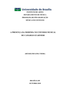 A Presença Da Modinha No Universo Musical De Camargo Guarnieri