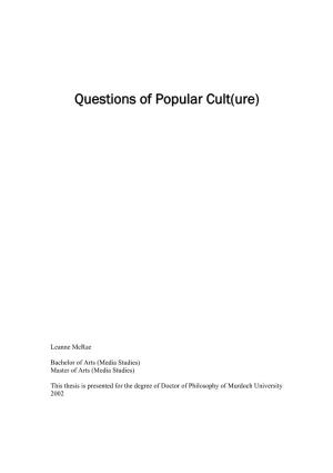 Questions of Popular Cult(Ure)