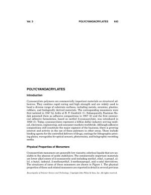 "Polycyanoacrylates". In: Encyclopedia of Polymer Science