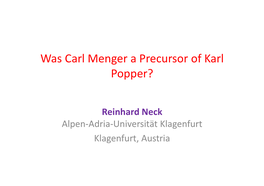 Was Carl Menger a Precursor of Karl Popper?