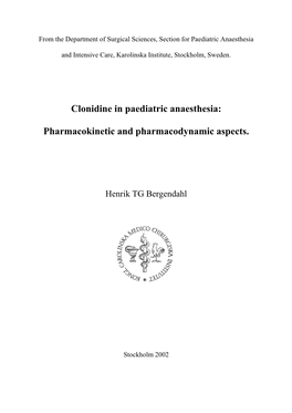 Clonidine in Paediatric Anaesthesia