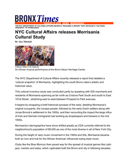 NYC Cultural Affairs Releases Morrisania Cultural Study by Alex Mitchell