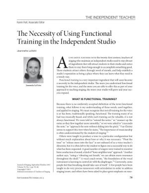 The Neccessity of Using Functional Training in the Independent Studio