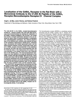 Localization of the GABA, Receptor in the Rat Brain