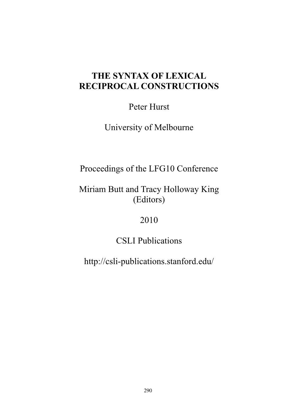 Proceedings of LFG10