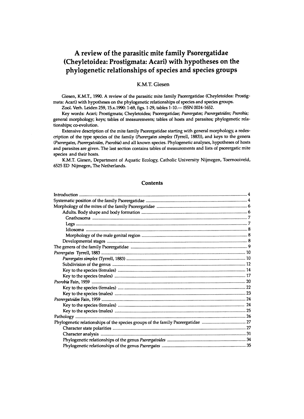 A Review of the Parasitic Mite Family Psorergatidae (Cheyletoidea