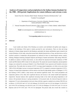 Analyses of Temperature and Precipitation in The