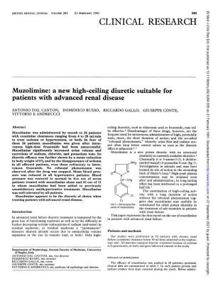 A New High-Ceiling Diuretic Suitable for Patients with Advanced Renal Disease