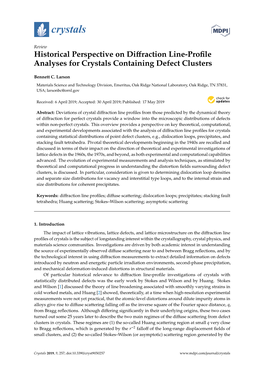 Historical Perspective on Diffraction Line-Profile Analyses for Crystals