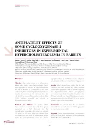 Antiplatelet Effects of Some Cyclooxygenase-2 Inhibitors in Experimental Hypercholesterolemia in Rabbits