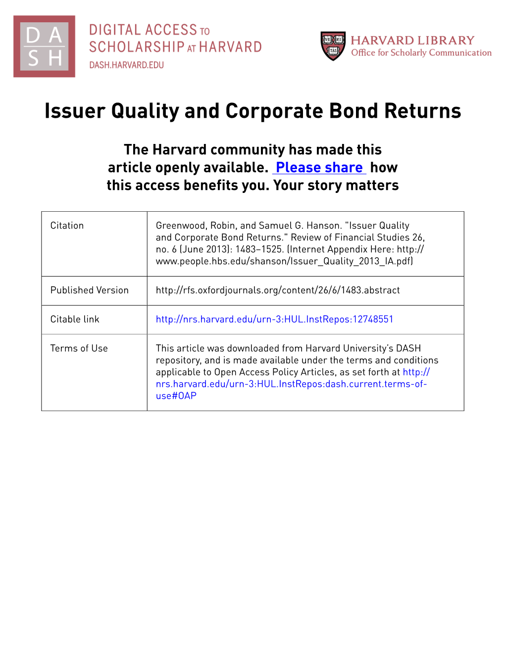 Issuer Quality and Corporate Bond Returns