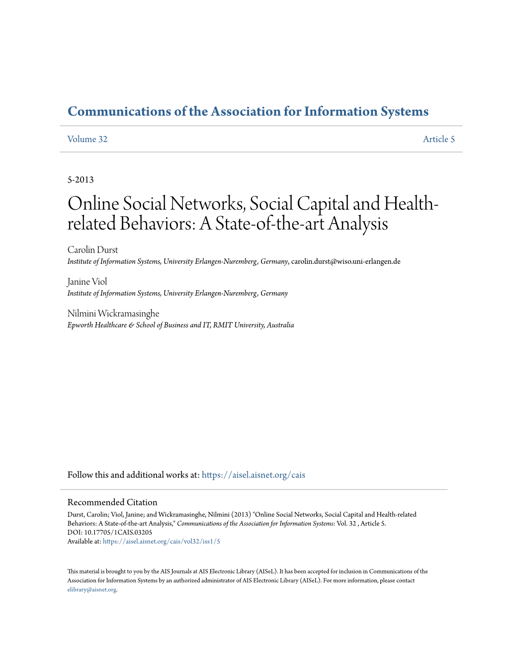 Online Social Networks, Social Capital and Health-Related Behaviors: a State-Of-The-Art Analysis,