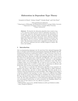 Elaboration in Dependent Type Theory