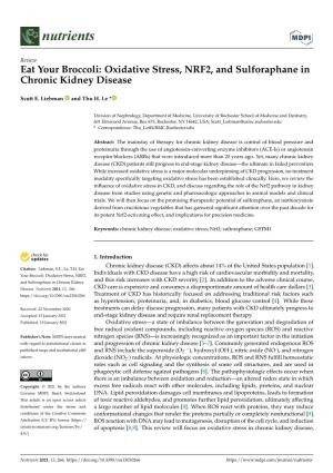 Oxidative Stress, NRF2, and Sulforaphane in Chronic Kidney Disease