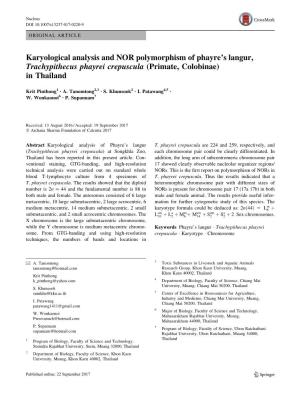 Karyological Analysis and NOR Polymorphism of Phayre's Langur