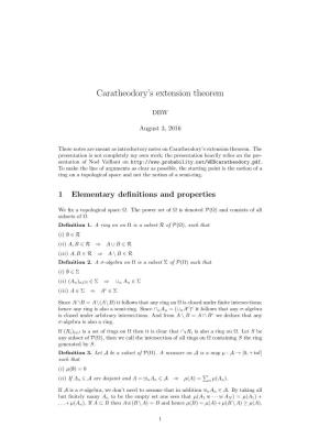 Caratheodory's Extension Theorem