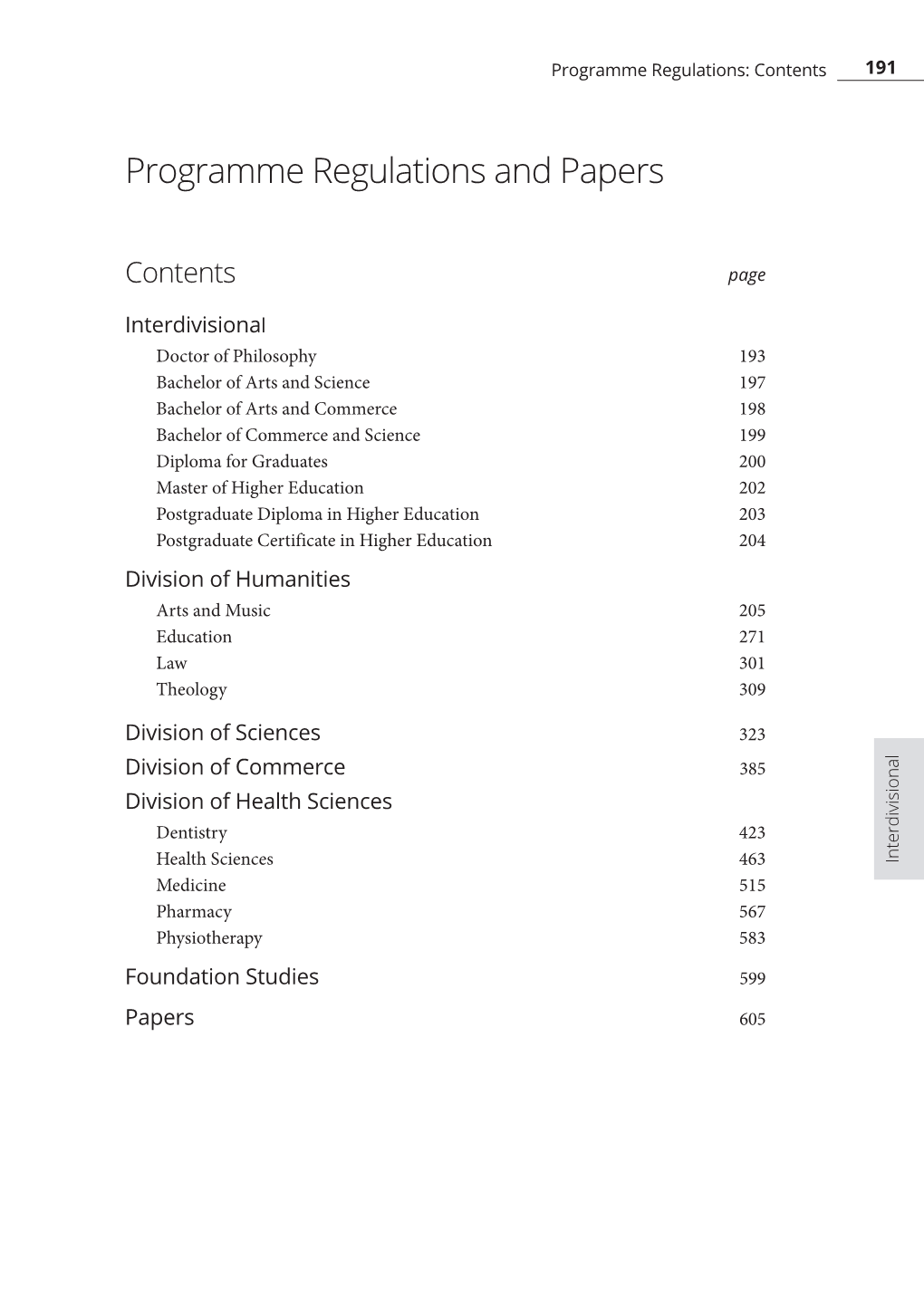 Programme Regulations and Papers