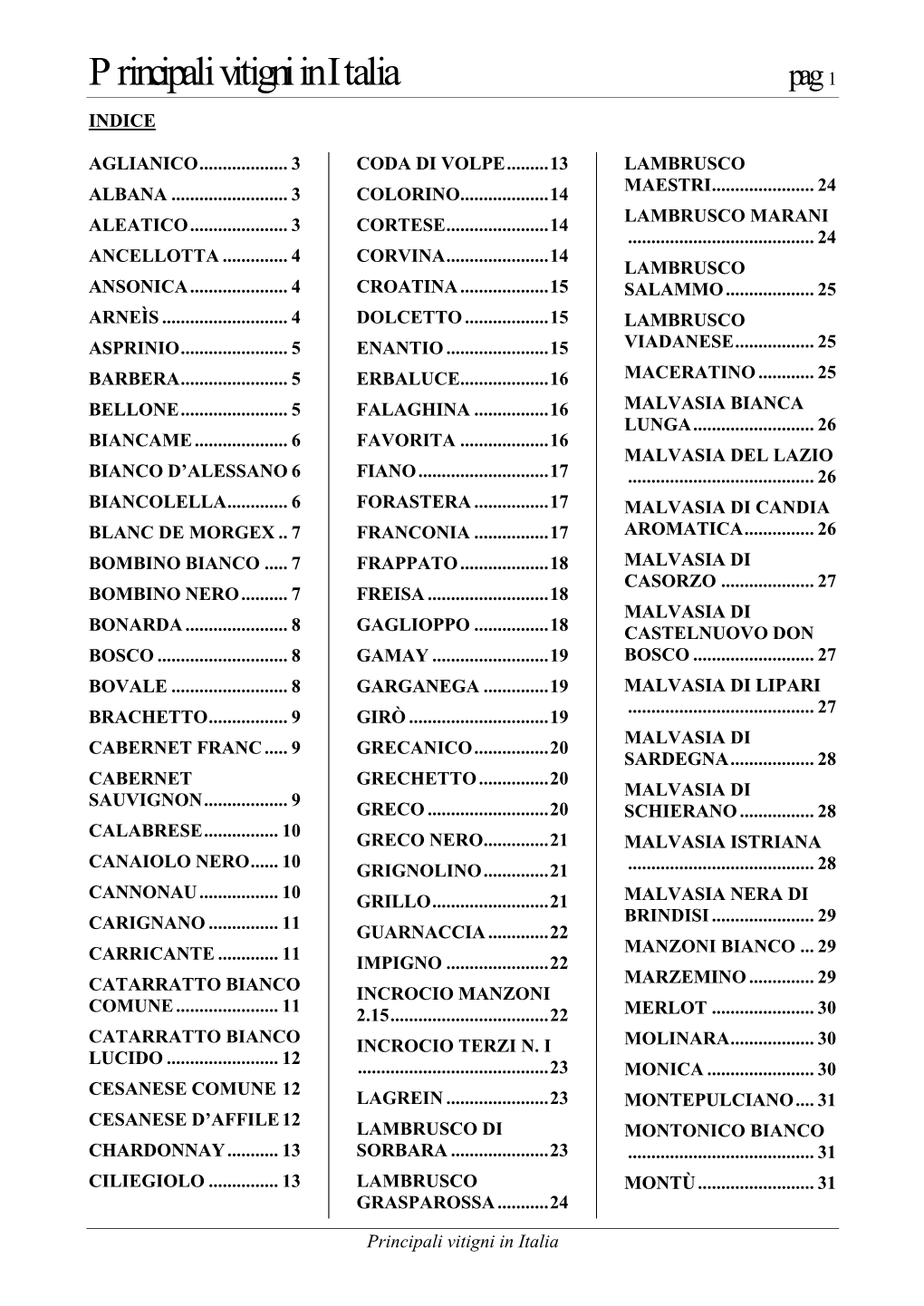 Principali Vitigni in Italia Pag