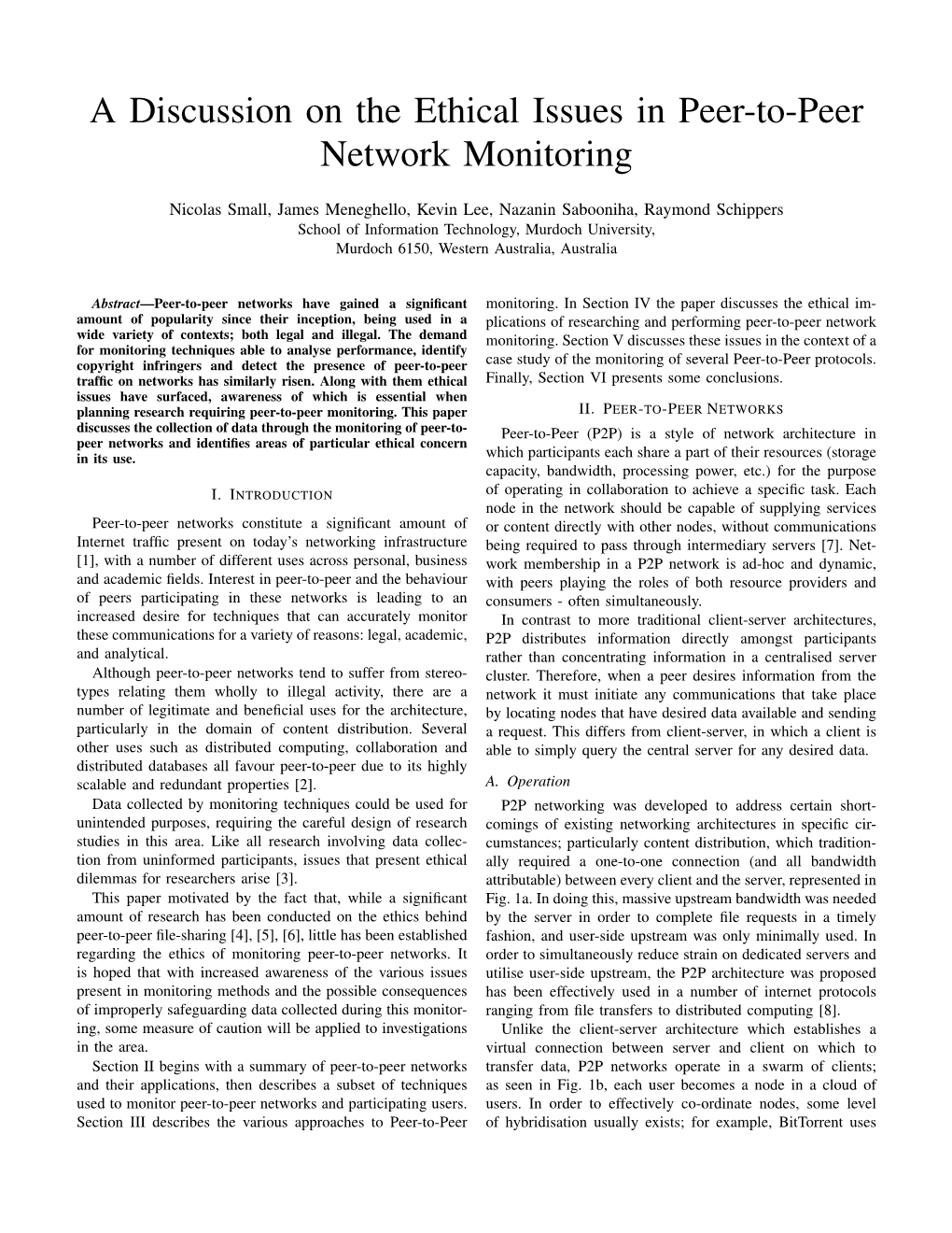 A Discussion on the Ethical Issues in Peer-To-Peer Network Monitoring