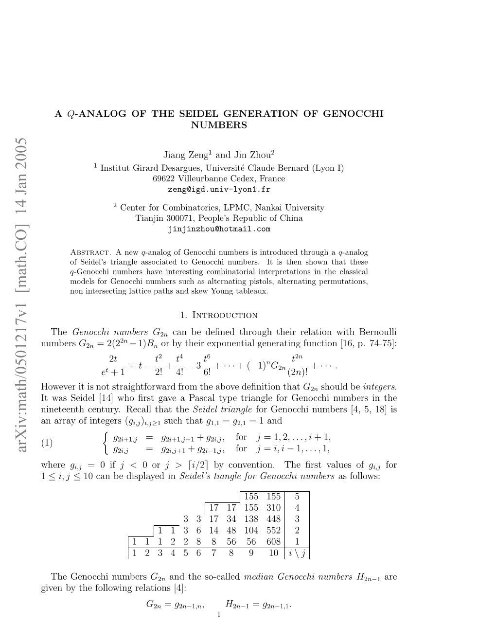 Arxiv:Math/0501217V1