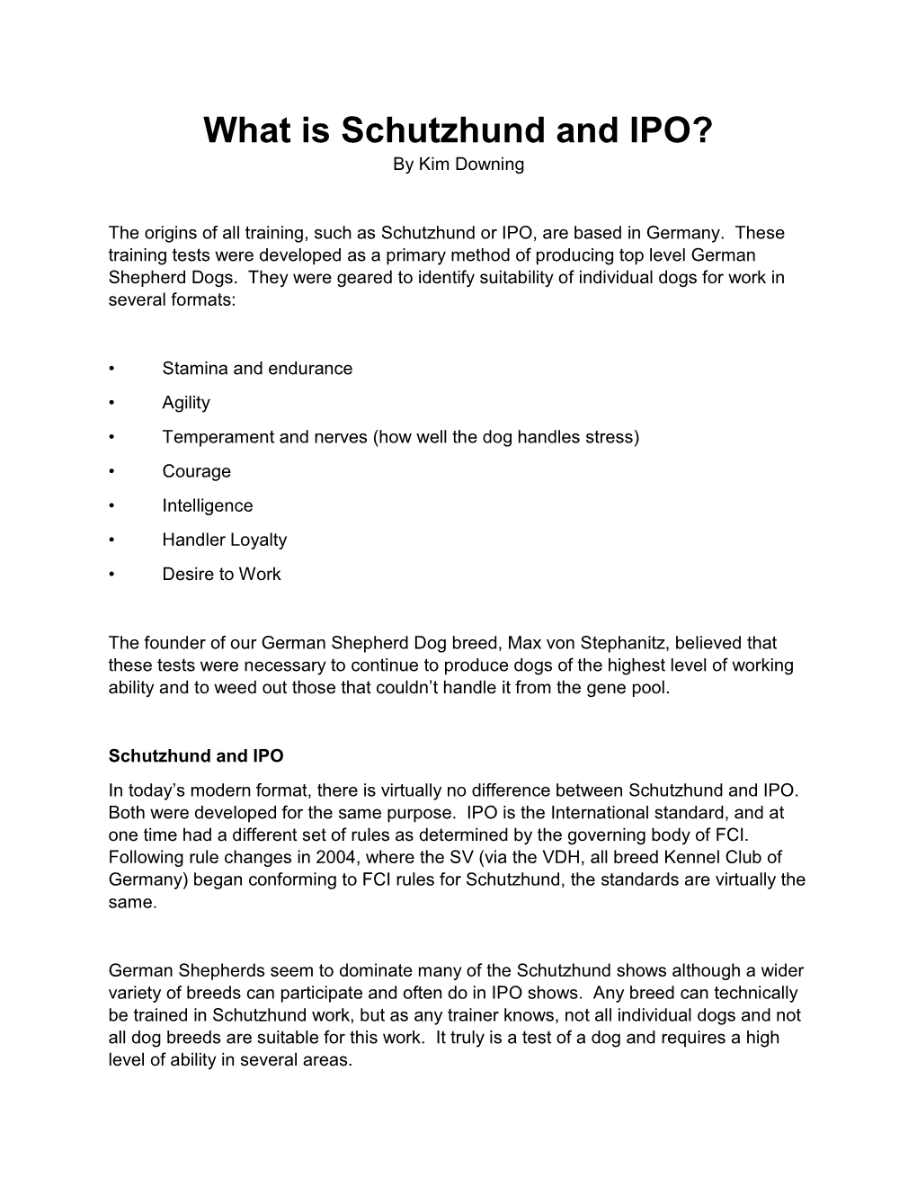 What Is Schutzhund and IPO? by Kim Downing