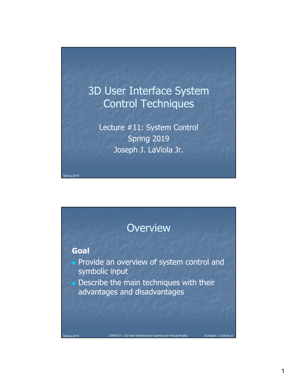 3D User Interface System Control Techniques Overview