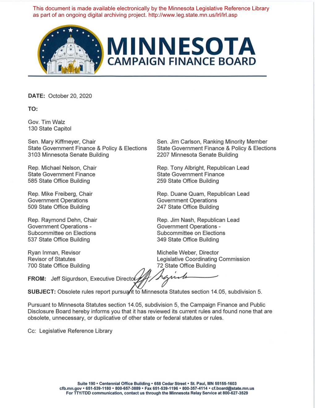 Minnesota Legislative Reference Library As Part of an Ongoing Digital Archiving Project