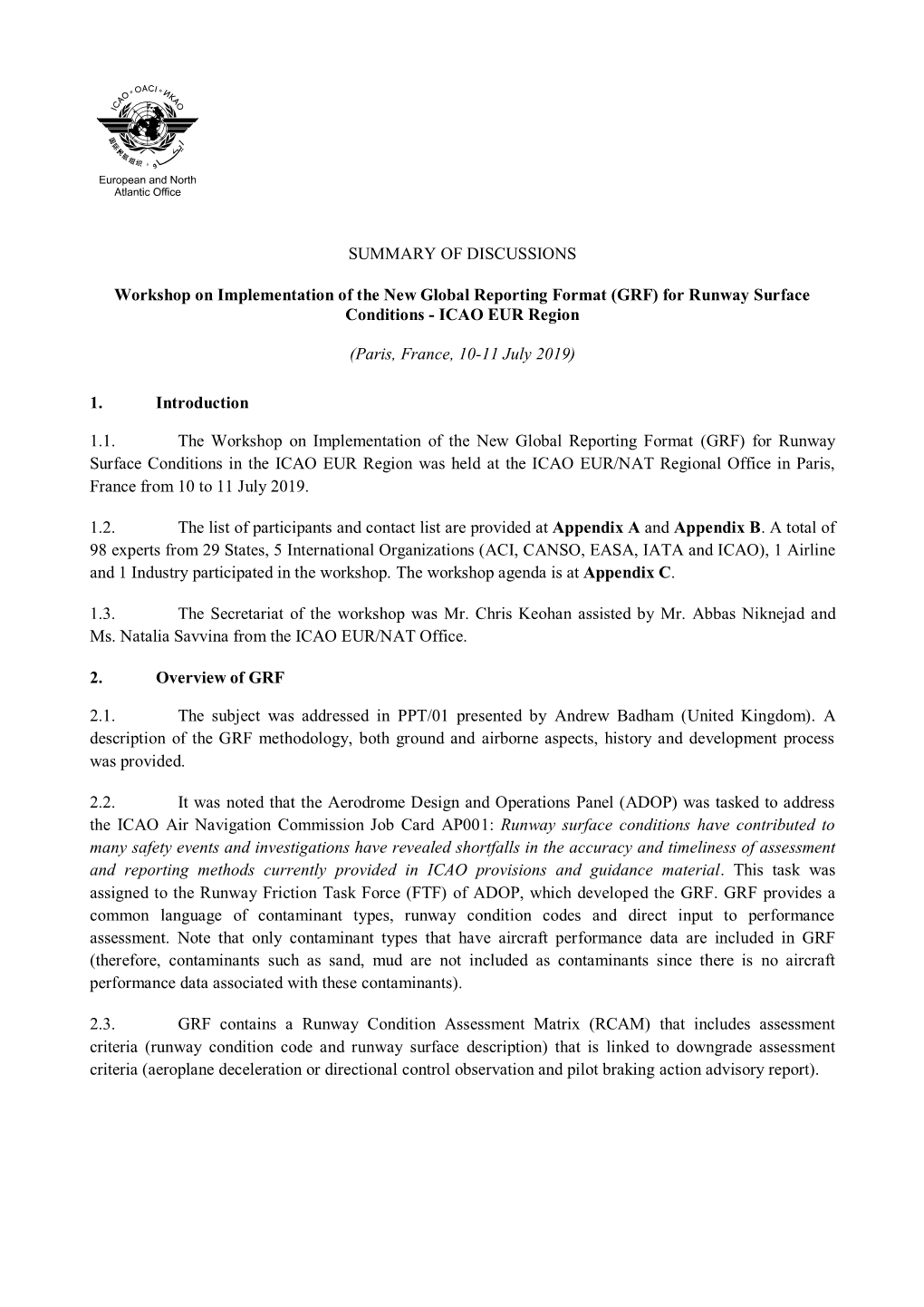 GRF) for Runway Surface Conditions - ICAO EUR Region