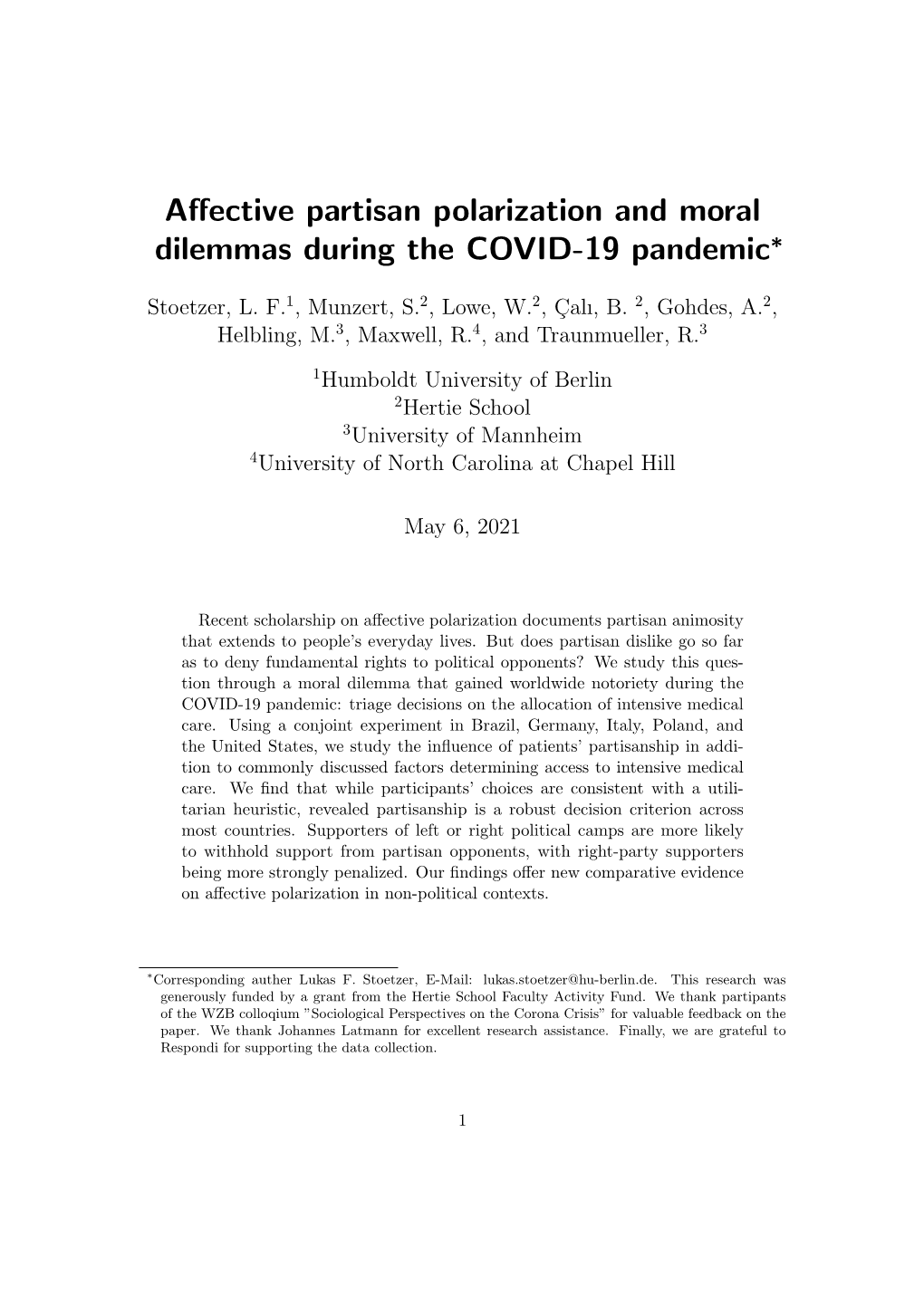 Affective Partisan Polarization and Moral Dilemmas During the COVID