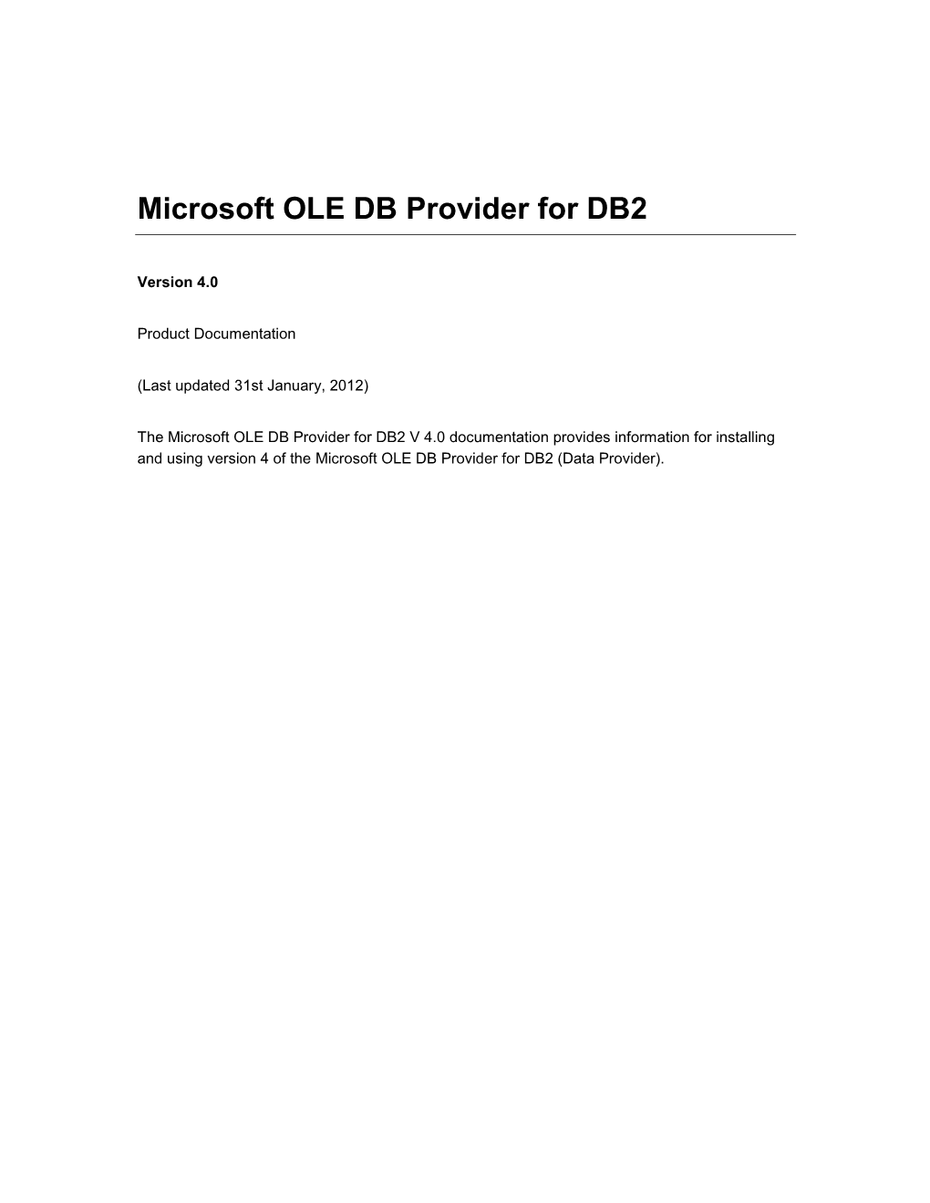 Microsoft OLE DB Provider for DB2