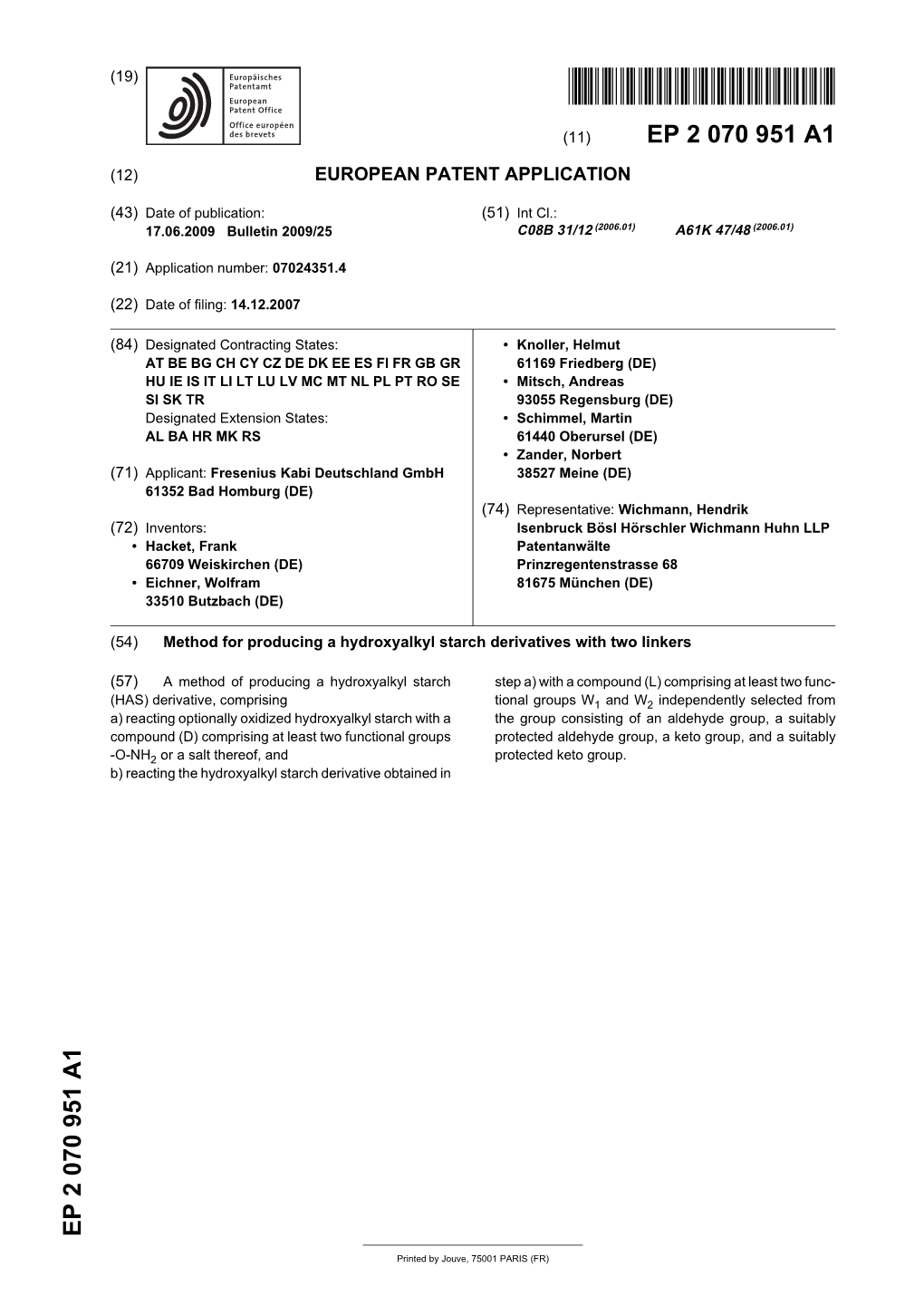 Method for Producing a Hydroxyalkyl Starch Derivatives with Two Linkers