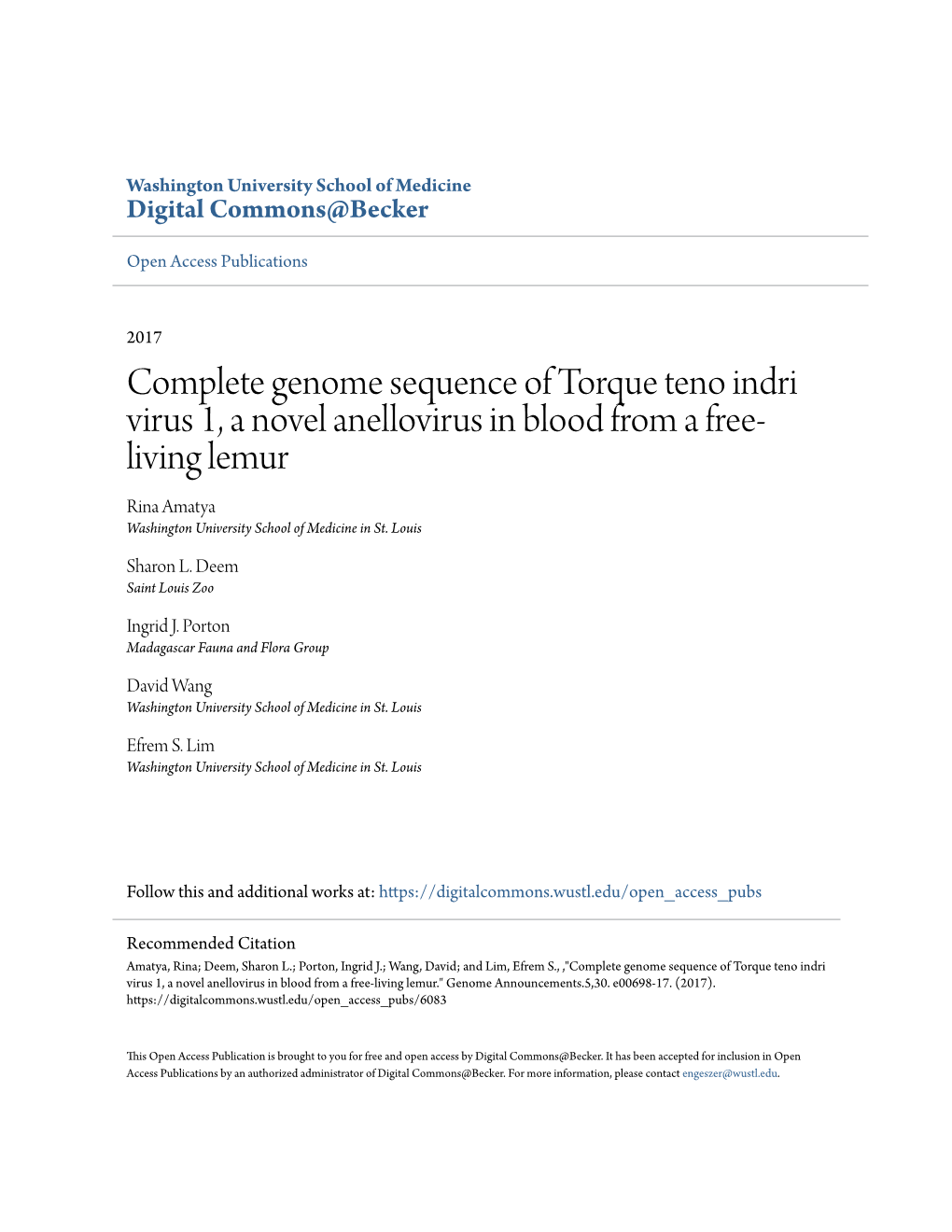 Complete Genome Sequence of Torque