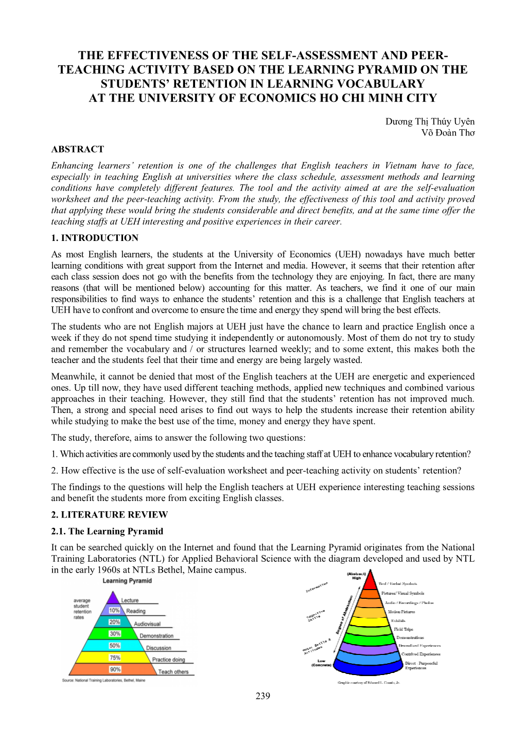 The Effectiveness of the Self-Assessment and Peer