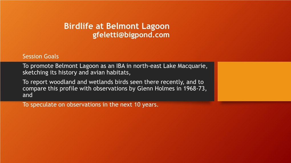 Belmont Lagoon Gfeletti@Bigpond.Com