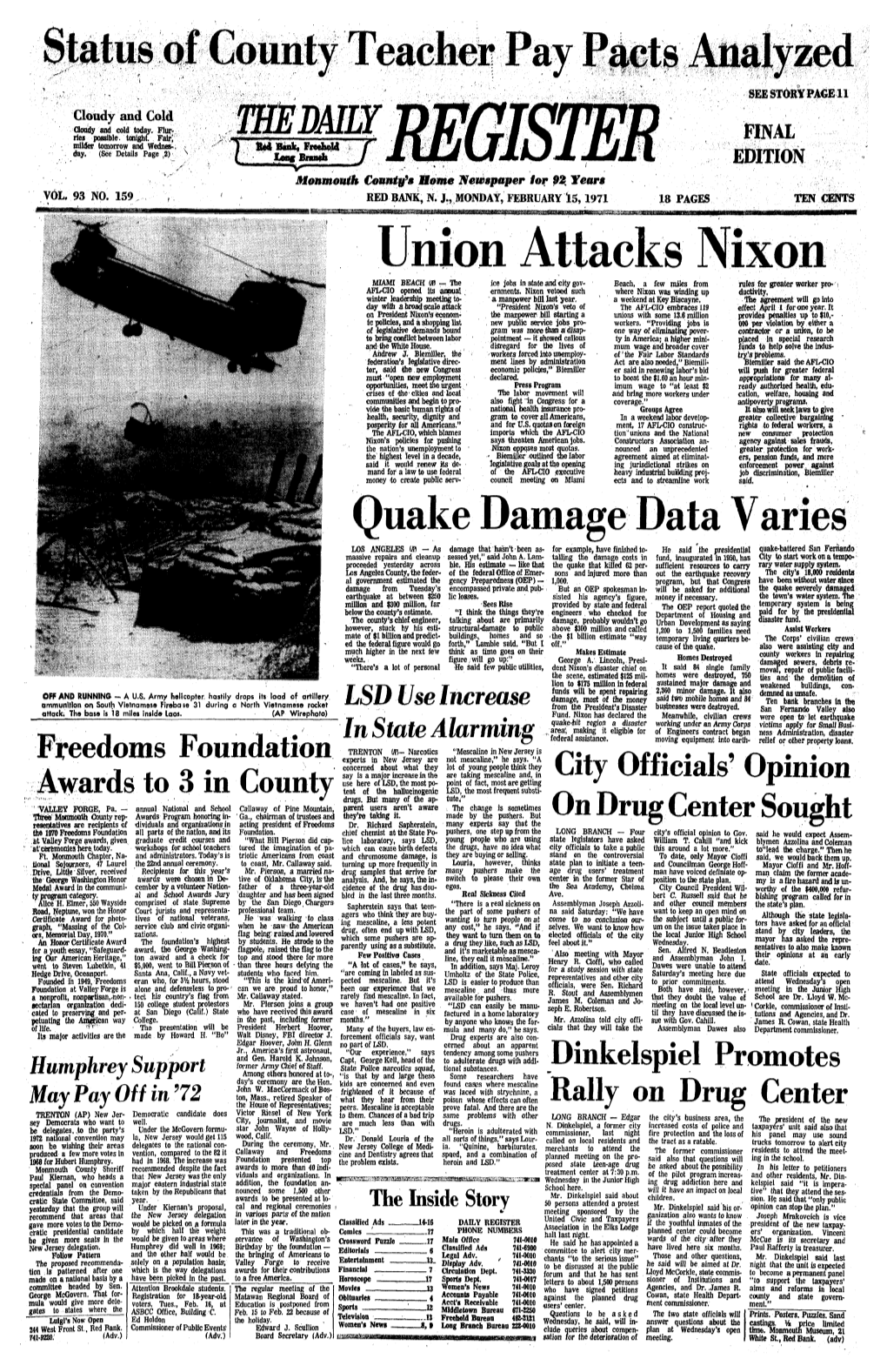 Union Attacks Nixon MIAMI BEACH Ul - the Ice Jobs in State and City Gov- Beach, a Few Miles from Rules for Greater Worker Pro- AFL-CIO Opened Its Annual, Ernments