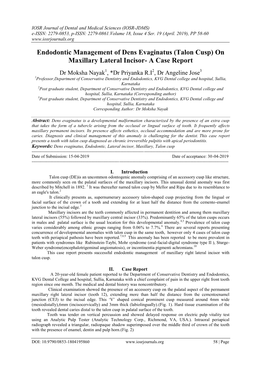 (Talon Cusp) on Maxillary Lateral Incisor- a Case Report