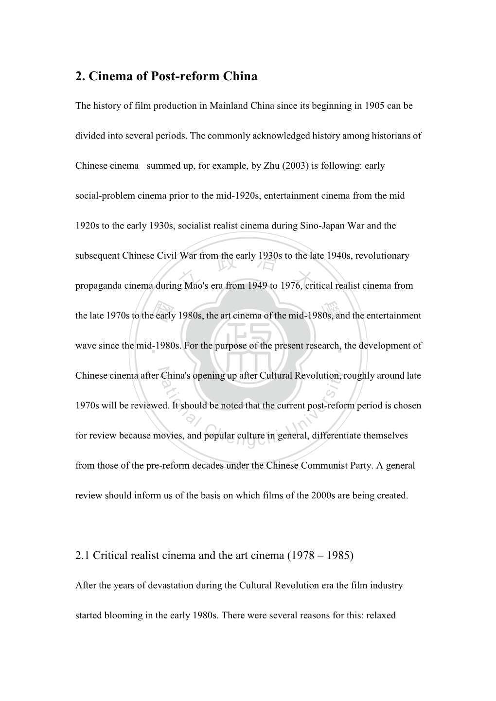 2. Cinema of Post-Reform China