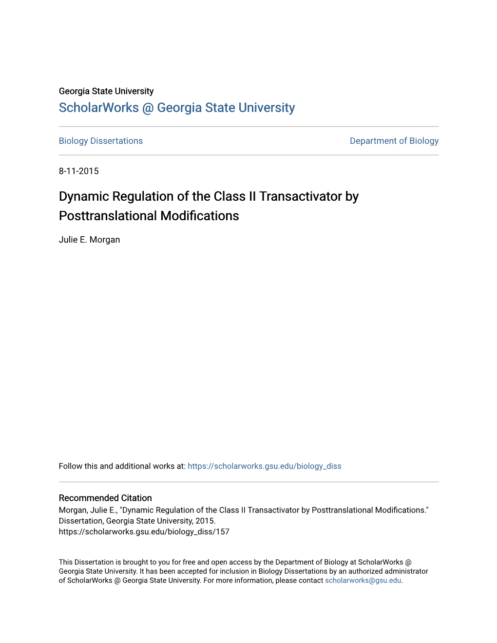 Dynamic Regulation of the Class II Transactivator by Posttranslational Modifications